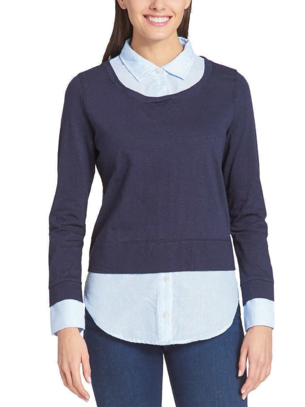 Tommy Hilfiger Ladies 2-Fer Sweater Blouse (Midnight ,S)